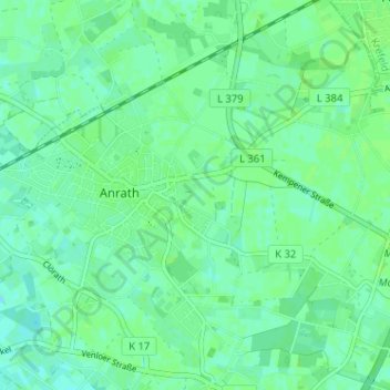 Mapa topográfico Sitterheide, altitud, relieve