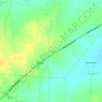 Mapa topográfico Bela, altitud, relieve