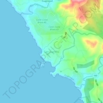 Mapa topográfico San Juanillo, altitud, relieve