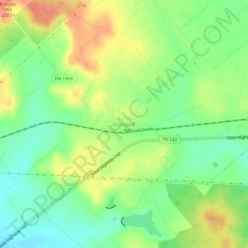 Mapa topográfico Maxwell, altitud, relieve