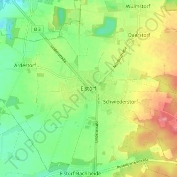 Mapa topográfico Elstorf, altitud, relieve