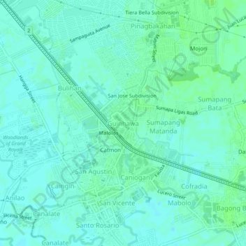 Mapa topográfico Guinhawa, altitud, relieve