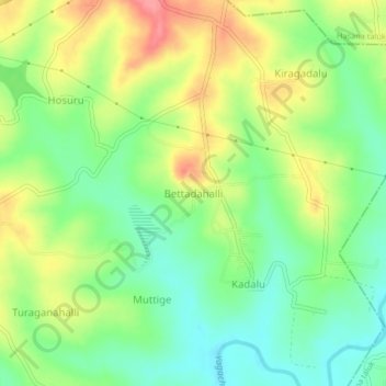 Mapa topográfico Bettadahalli, altitud, relieve