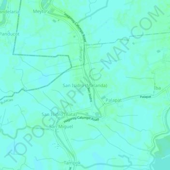 Mapa topográfico San Isidro (Matanda), altitud, relieve