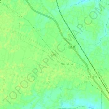 Mapa topográfico Sadipur, altitud, relieve