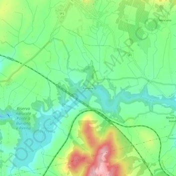 Mapa topográfico Rondine, altitud, relieve
