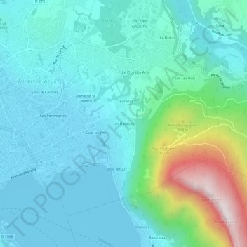 Mapa topográfico Les Barattes, altitud, relieve