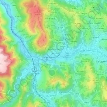 Mapa topográfico La Boudie, altitud, relieve