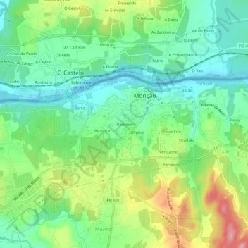 Mapa topográfico Padrões, altitud, relieve