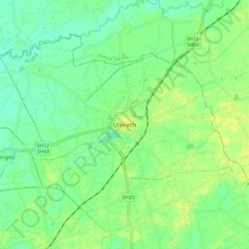 Mapa topográfico Umreth, altitud, relieve