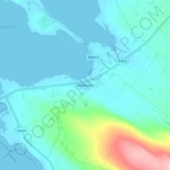 Mapa topográfico Stenness, altitud, relieve