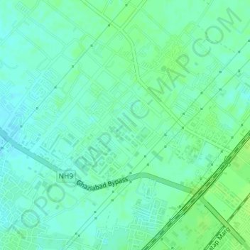 Mapa topográfico Rajnagar Extension, altitud, relieve
