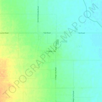 Mapa topográfico College City, altitud, relieve