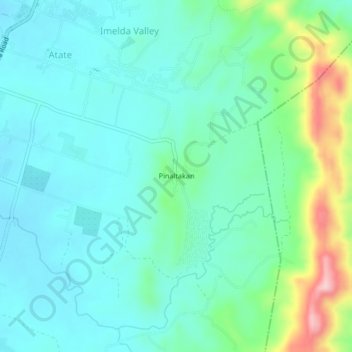 Mapa topográfico Pinaltakan, altitud, relieve