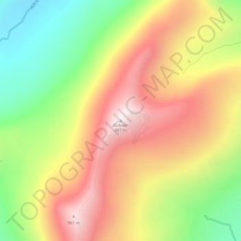 Mapa topográfico Gulvain, altitud, relieve