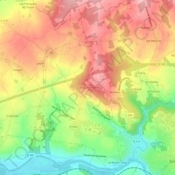 Mapa topográfico Château-Trompette, altitud, relieve