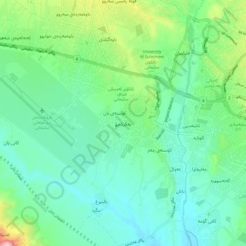 Mapa topográfico Bakrajo, altitud, relieve