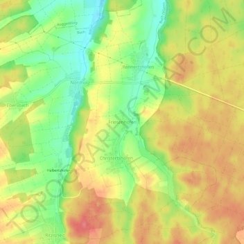Mapa topográfico Friesenhofen, altitud, relieve