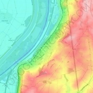 Mapa topográfico Bamlach, altitud, relieve