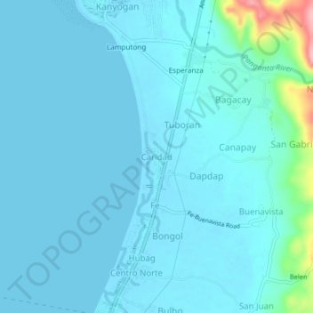 Mapa topográfico Caridad, altitud, relieve