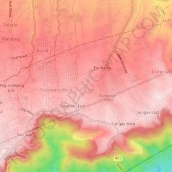 Mapa topográfico Francisco, altitud, relieve