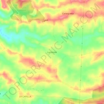 Mapa topográfico La Union, altitud, relieve
