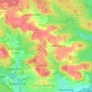 Mapa topográfico Egelsee, altitud, relieve