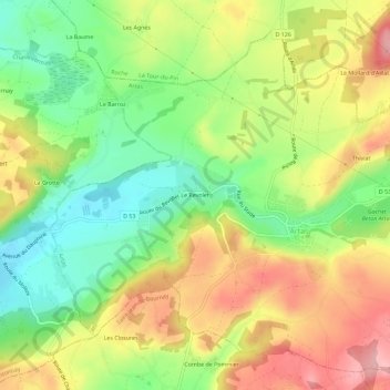 Mapa topográfico Le Revolet, altitud, relieve