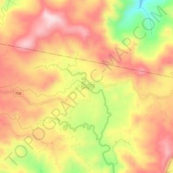 Mapa topográfico Bago, altitud, relieve