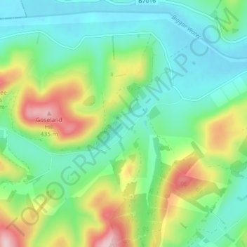 Mapa topográfico Kilbucho, altitud, relieve