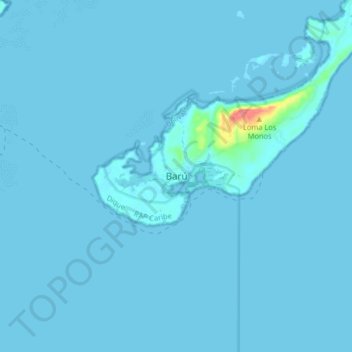 Mapa topográfico Barú, altitud, relieve