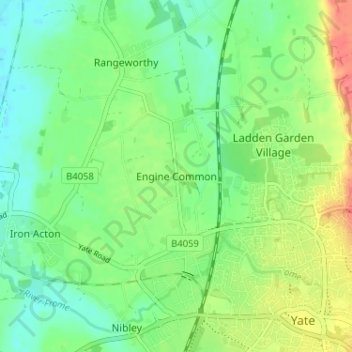 Mapa topográfico Engine Common, altitud, relieve