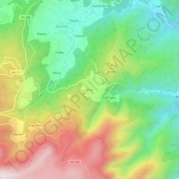Mapa topográfico Fuste, altitud, relieve
