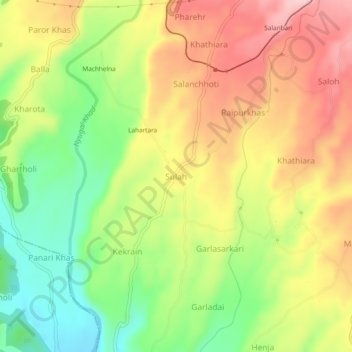 Mapa topográfico Sulah, altitud, relieve