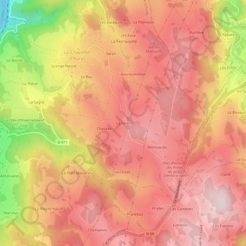 Mapa topográfico La Forêt, altitud, relieve