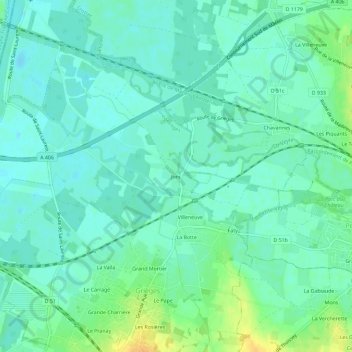 Mapa topográfico Jonc, altitud, relieve