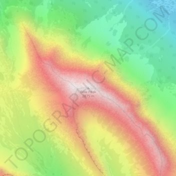 Mapa topográfico Bow Peak, altitud, relieve