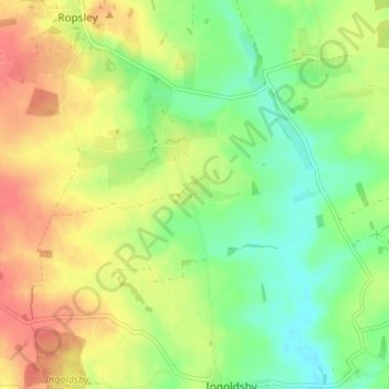 Mapa topográfico Great Humby, altitud, relieve