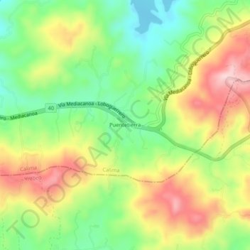 Mapa topográfico Puentetierra, altitud, relieve
