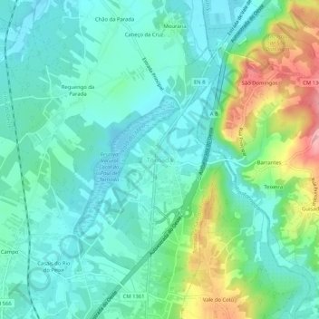 Mapa topográfico Tornada, altitud, relieve