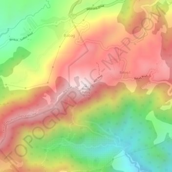 Mapa topográfico Mount Babag, altitud, relieve
