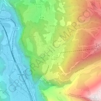 Mapa topográfico Les Carroz, altitud, relieve