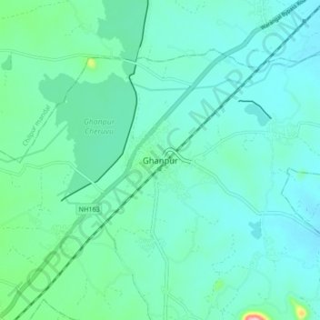 Mapa topográfico Ghanpur, altitud, relieve