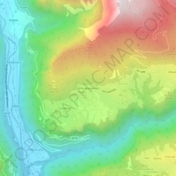 Mapa topográfico Santa Margherita, altitud, relieve