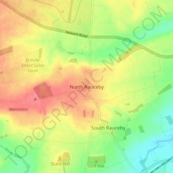 Mapa topográfico North Rauceby, altitud, relieve