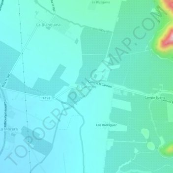 Mapa topográfico El Carmen, altitud, relieve