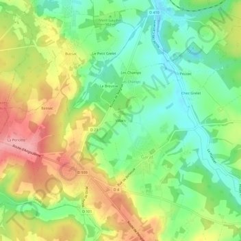 Mapa topográfico Villars, altitud, relieve