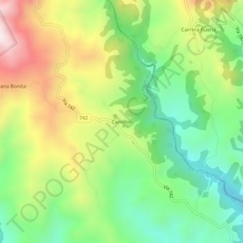 Mapa topográfico Cerrillos, altitud, relieve