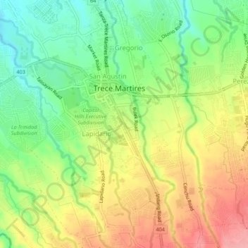 Mapa topográfico Luciano, altitud, relieve
