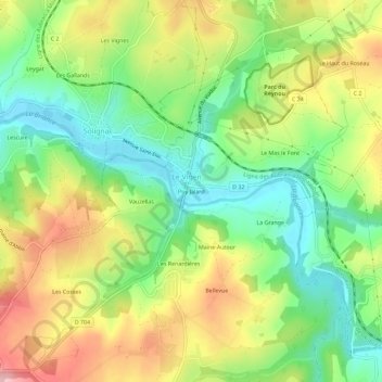 Mapa topográfico Puy Jalard, altitud, relieve